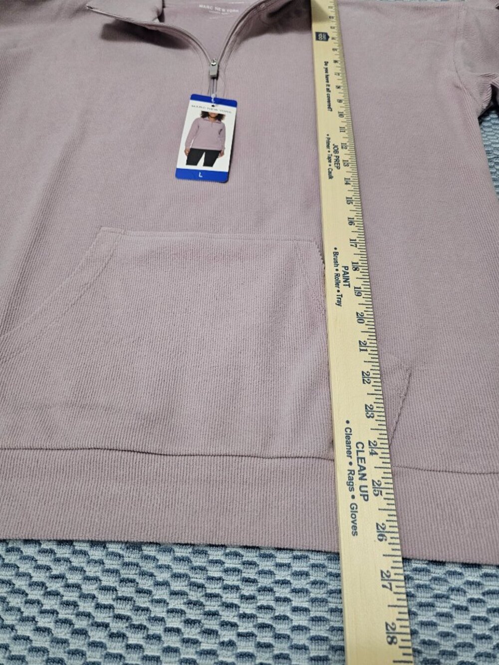 NWT Marc New York Women’s Ribbed 1/4-Zip Pullover Sweatshirt Lavander Size L - Picture 6 of 6